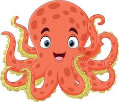 Cartoon happy octopus on white background vector