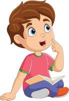 Cartoon little boy having a good idea vector