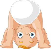 Cartoon baby boy playing upside down vector