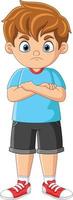 Cartoon angry little boy expression vector