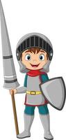 Cartoon knight holding a lance and shield vector