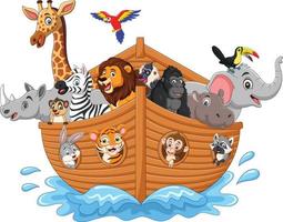 arca de noé de dibujos animados con animales vector