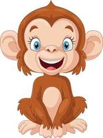 Cute little monkey cartoon sitting vector