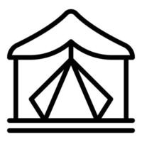 vector de contorno de icono de tienda de bosque. glamping naturaleza