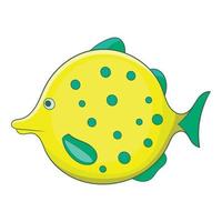 Yellow dotted fish icon, cartoon style vector