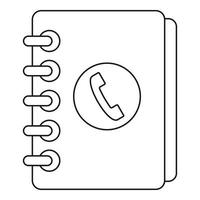 guía telefónica con icono de auricular, estilo de contorno vector