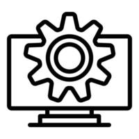 Gear team monitor icon outline vector. App code vector