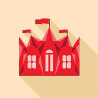 Red ancient castle palace icon, flat style vector