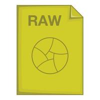 RAW file icon, cartoon style vector