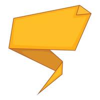 Yellow origami speech bubble icon, cartoon style vector