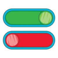 Green and red buttons icon, cartoon style vector