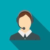 Call center operator icon, flat style vector