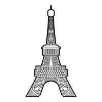 icono de la torre eiffel, estilo de contorno vector