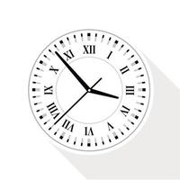 reloj de pared con icono de números romanos, estilo plano vector