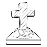Grave icon, outline style vector