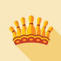 Royal crown with bowling pins icon, flat style vector
