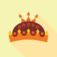 Crown with jewels icon, flat style vector