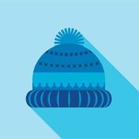 Woolen hat icon, flat style vector