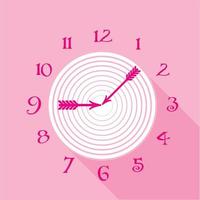 Pink wall clock icon, flat style vector