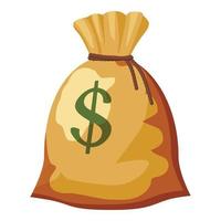 Money bag with dollar sign icon, cartoon style vector