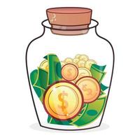 Coin in jar icon, flat style vector