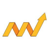 Yellow growth arrow chart icon, cartoon style vector