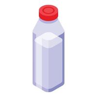 icono de botella de vidrio de leche vector isométrico. desayuno con hielo