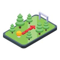 Forest gameplay icon isometric vector. Arcade button