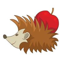 Hedgehog with apple icon, cartoon style vector