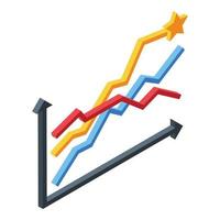 gráfico de referencia gráfico icono vector isométrico. rendimiento del indicador