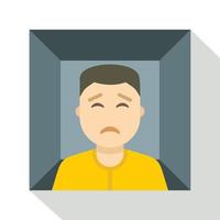 Man trapped in a box icon, flat style vector