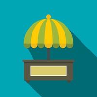 Empty counter with yellow and green umbrella icon vector