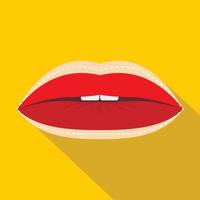 Red lips with lines drawn around it icon vector