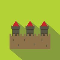 Medieval fortification icon, flat style vector