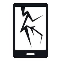 Cracked phone icon, simple style vector