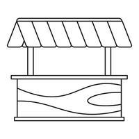 Street stall with awning icon, outline style vector