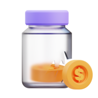 3d rendering illustration of saving jar icon damaged by financial crisis, global recession png