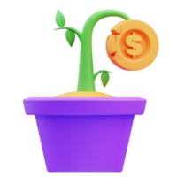 3d render illustration of money plant icon, failed investment, financial crisis, global recession png