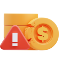 3d render illustration of financial crisis warning icon, recession png