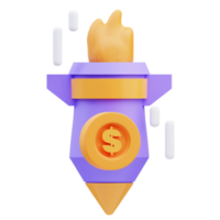 Ilustración de representación 3D del icono del cohete cayendo, crisis financiera, recesión mundial png