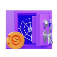 3d rendering empty safe icon illustration no money, financial crisis, global recession png