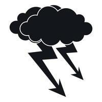 Lightning cloud icon, simple style vector