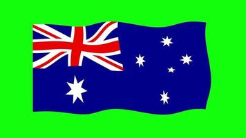 Australia Waving Flag 2D Animation on Green Screen Background. Looping seamless animation. Motion Graphic video