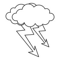 Cloud lightning icon, outline style vector