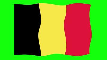 belgique waving flag animation 2d sur fond d'écran vert. animation transparente en boucle. graphique de mouvement video