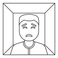 Man in a box icon, outline style vector