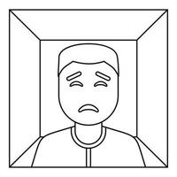 Man in a box icon, outline style vector