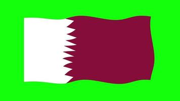 qatar ondeando la bandera animación 2d sobre fondo de pantalla verde. animación sin fisuras en bucle. gráfico de movimiento video