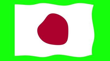 japan winkende flagge 2d-animation auf grünem bildschirmhintergrund. Looping nahtlose Animation. Bewegungsgrafik video