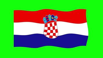 croatie agitant le drapeau animation 2d sur fond d'écran vert. animation transparente en boucle. graphique de mouvement video